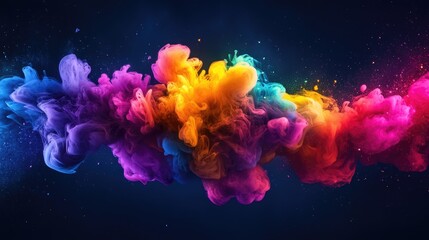 Fototapeta premium Vibrant neon ink burst on dark background