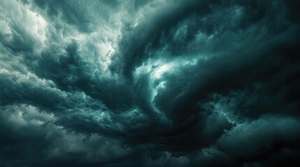 Fototapeta premium Imposing stormy sky with a swirling tornado forming Ominous clouds signal severe weather and the approach of tornado conditions