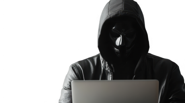 Hacker with laptop png mockup in 3d without background for decoration. - Powered by Adobe