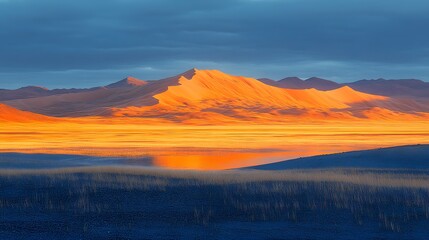 Obraz premium Soft sand dunes with golden light