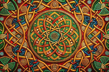 Fototapeta premium Intricate Celtic Pattern Design with Interwoven Knots and Spirals for Decorative and Artistic Use