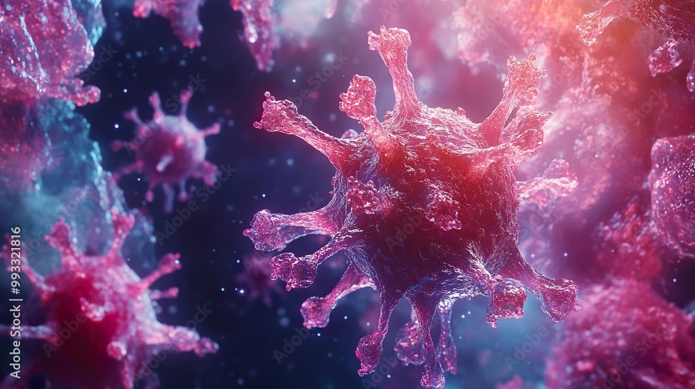 Wall mural microscopic view of a virus: a 3d rendering