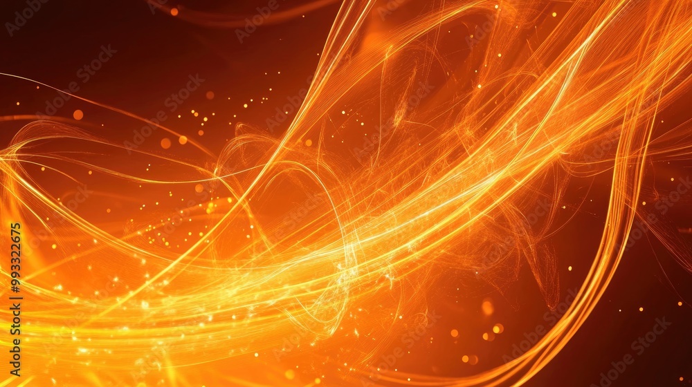 Aufkleber dynamic abstract orange background featuring glowing lines with a sense of energy and movement