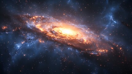 Fototapeta premium Dark galaxy with shimmering stars and nebula