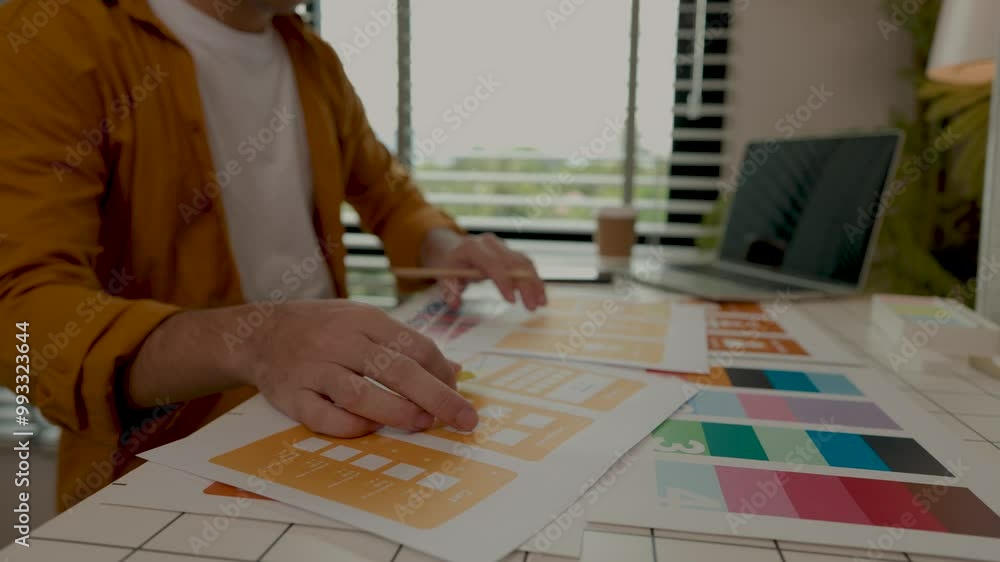 Poster web developers are designing the layout of digital products to meet the current people's interests, 