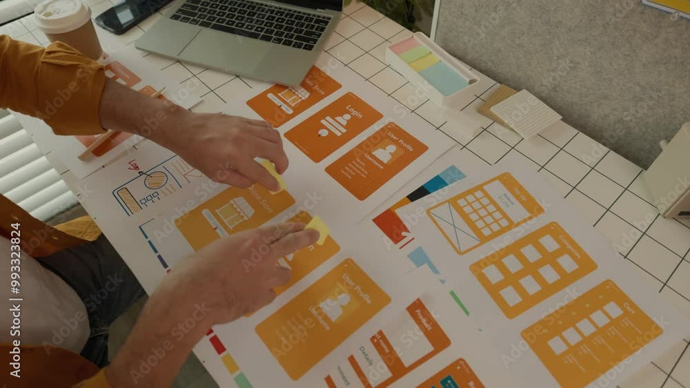 Poster web developers are designing the layout of digital products to meet the current people's interests, 