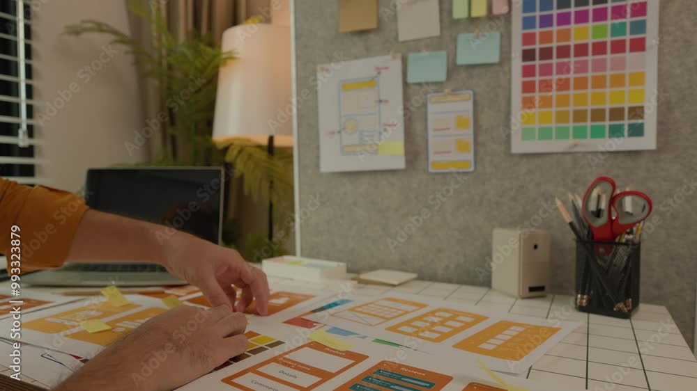 Poster web developers are designing the layout of digital products to meet the current people's interests, 