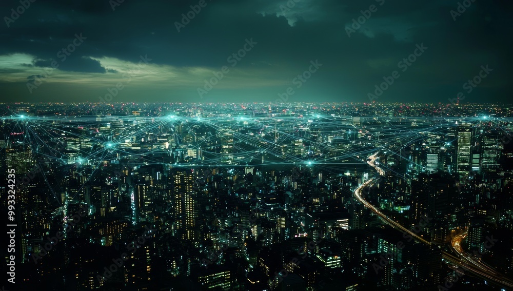 Poster iot (internet of things). ict (information and communication technology). smart cities and communica