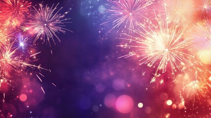 Festive Celebration Banner Featuring Fireworks and a Happy New Year Message