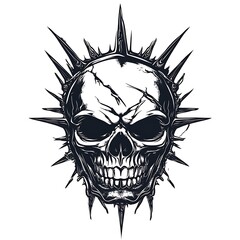Obraz premium A Detailed Illustration of a Skull with a Spiky Crown