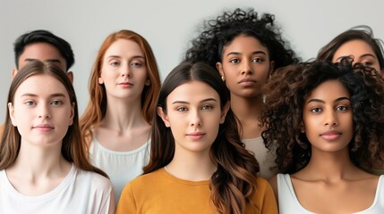 Obraz premium Diverse Group of Young Adults in Studio Setting - Photograph of a Diverse Group of People Showcasing Unity and Diversity