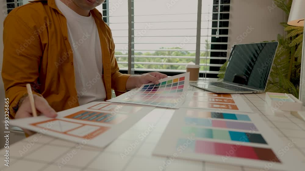Poster web developers are designing the layout of digital products to meet the current people's interests, 