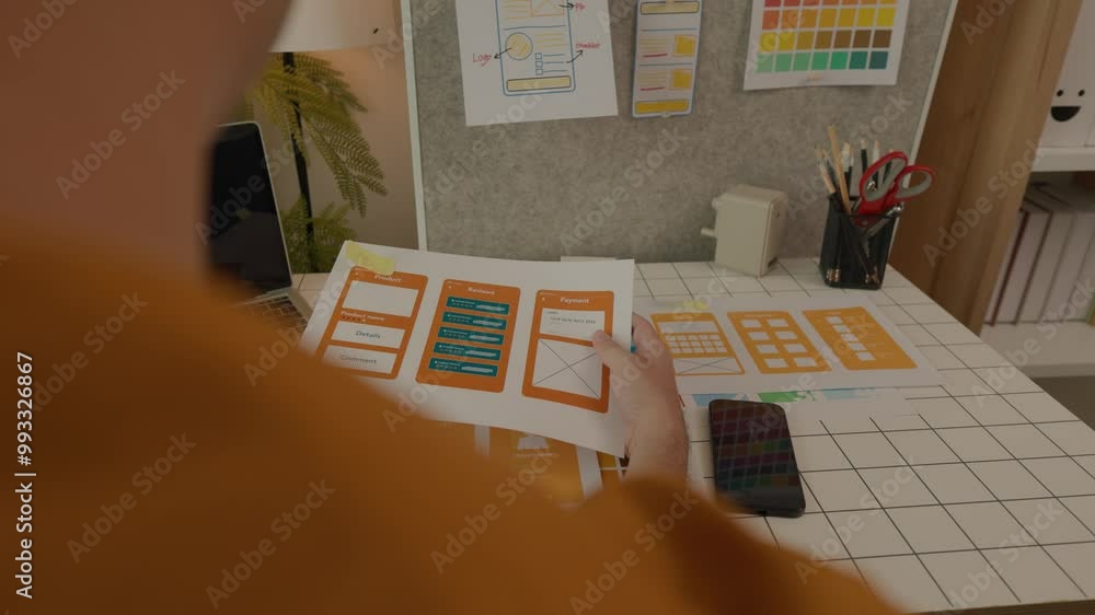 Poster web developers are designing the layout of digital products to meet the current people's interests, 