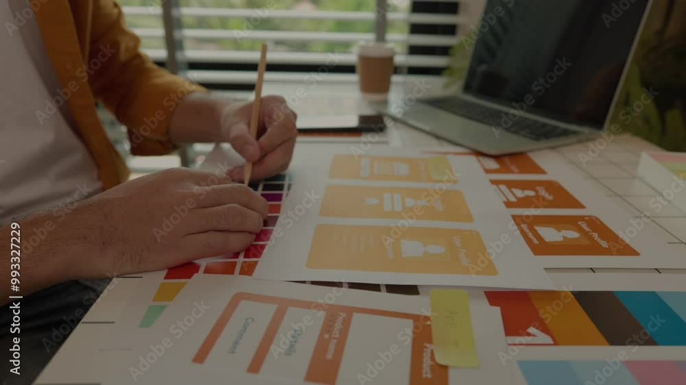 Poster web developers are designing the layout of digital products to meet the current people's interests, 