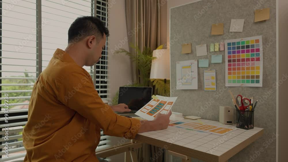 Poster web developers are designing the layout of digital products to meet the current people's interests, 