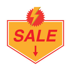 vector flat flash sale logo with lightning image