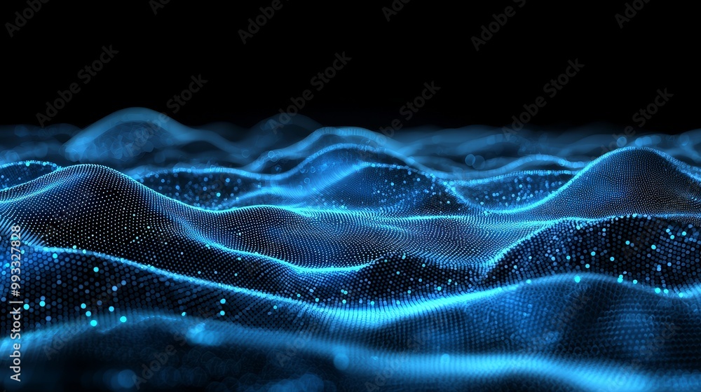 Poster a data technology background. abstract design with dots on a dark background. 4k rendering.