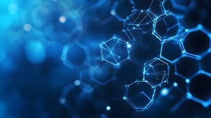 Abstract Blue Glowing Geometric Hexagon Pattern