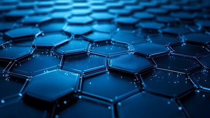 Obraz premium Abstract Blue Hexagon Pattern with Depth and Shimmer