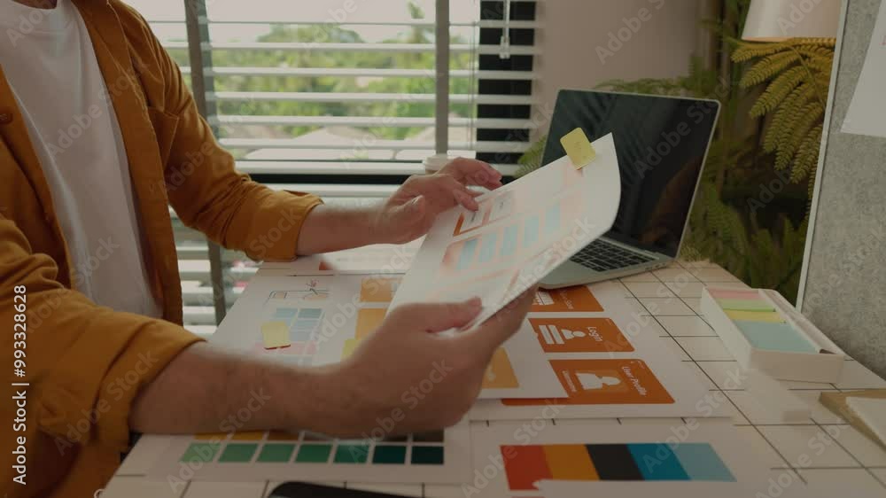 Poster web developers are designing the layout of digital products to meet the current people's interests, 