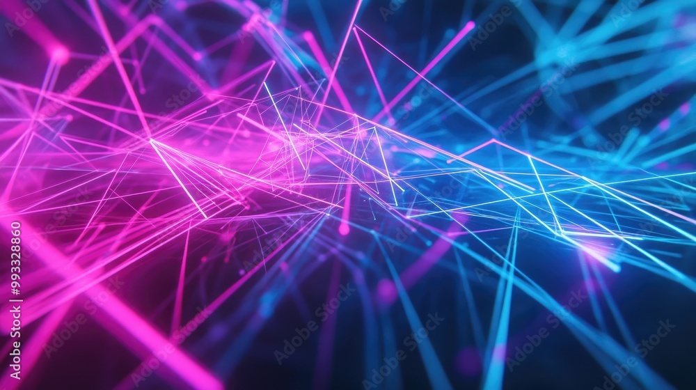 Poster captivating maze of neon lines illustrating connectivity and motion in a dynamic background