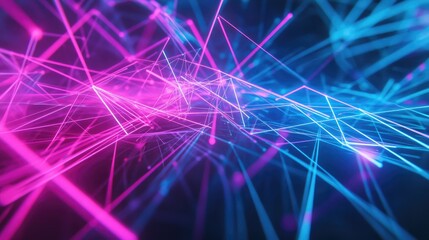 Captivating Maze of Neon Lines Illustrating Connectivity and Motion in a Dynamic Background