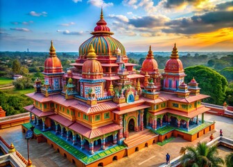 Obraz premium Intricate Hindu Mandir Design Showcasing Traditional Architecture and Spiritual Symbolism in Detail