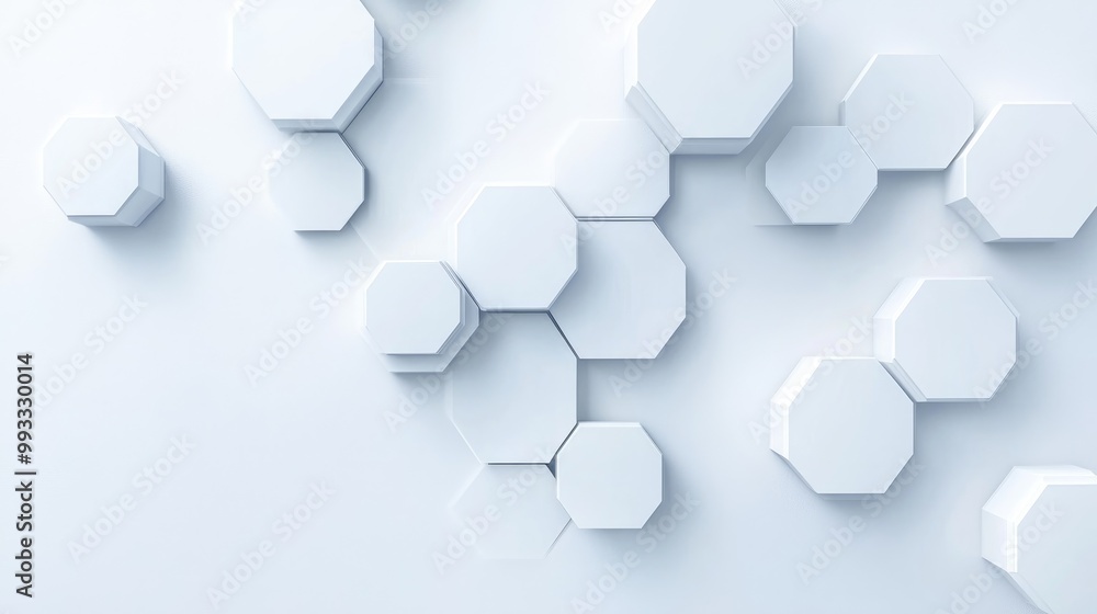 Poster abstract background featuring hexagonal elements in a white design