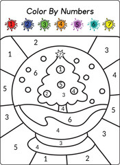 color by Number Christmas worksheet