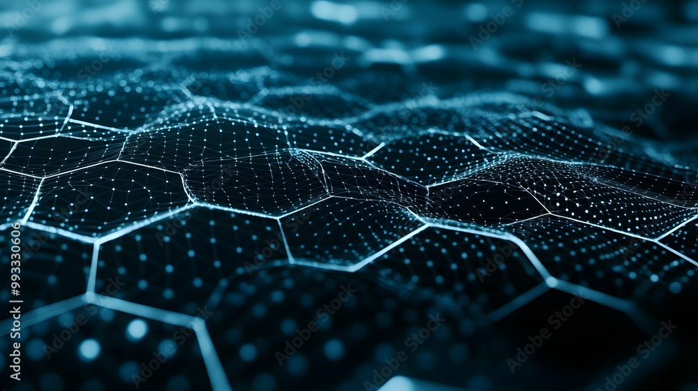 Aufkleber abstract blue network of connected points and lines