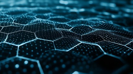 Abstract Blue Network of Connected Points and Lines