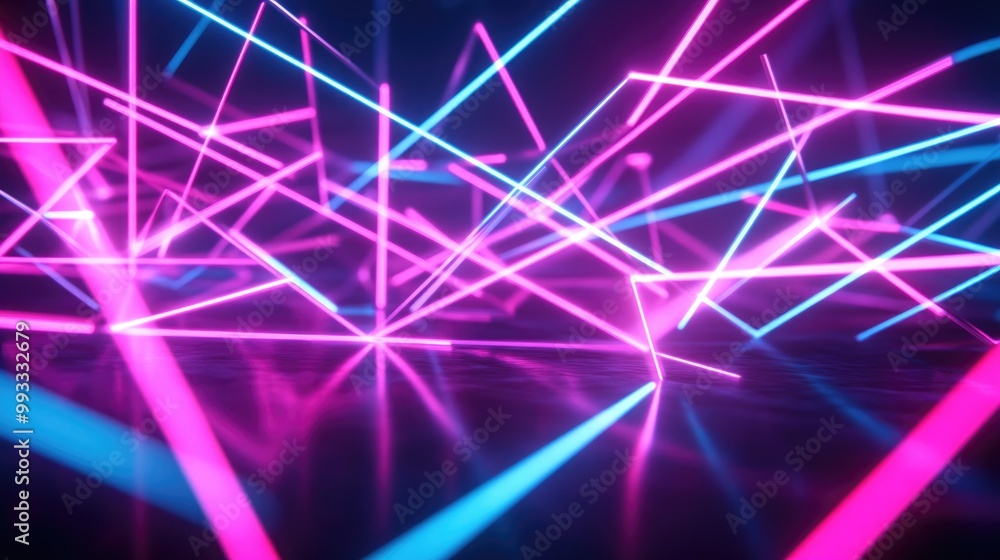 Poster captivating maze of neon lines illustrating connectivity and motion in a dynamic background