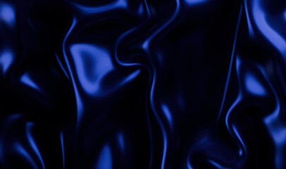 Rich Midnight Blue Satin Fabric with Dramatic Shadows and Highlights