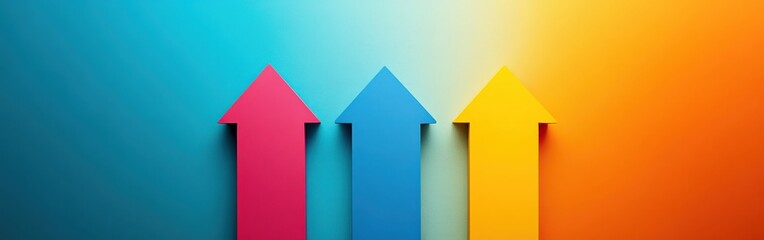 Colorful arrows graphic for market strategy, business growth, and financial development