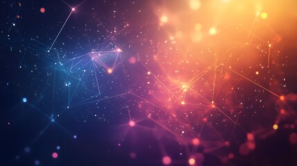 Abstract Digital Network with Glowing Lines and Particles