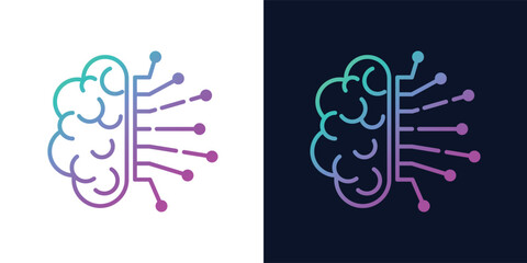 Artificial Intelligence AI Chip in Human Brain. Artificial Intelligence icon with Machine learning, digital skills, generative AI, AI technology, algorithm, virtual intelligence and future