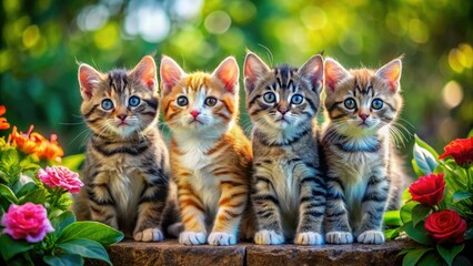 Plakat Charming desktop images showcasing playful kittens and tranquil feline moments, perfect for cat lovers looking to brighten their screens with adorable cat-themed artwork.