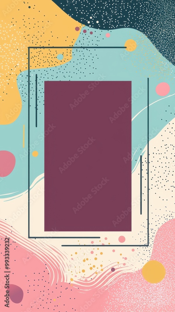 Aufkleber abstract colorful geometric design with empty rectangular space for text or image insert