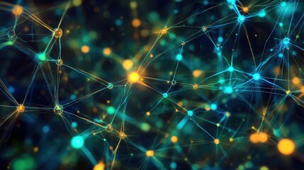 Obraz premium Abstract Network Connection with Glowing Nodes - Technology Background.