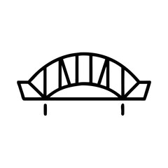 Sydney Harbour Bridge icon, black and white, Australian landmark in outline style