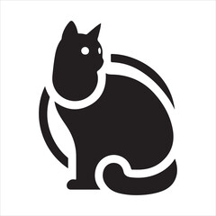 Minimalist black cat silhouette vector, modern artistic design for logos, tattoos, and graphic art