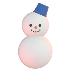 バケツを頭にのせた雪だるまの3Dイラスト