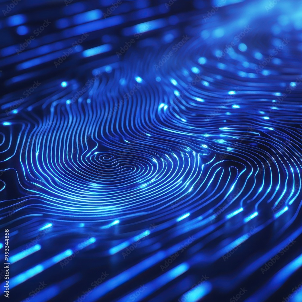 Poster abstract blue fingerprint pattern - technology and security concept.