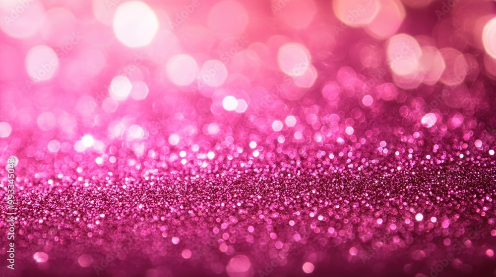Poster close up of shimmering pink glitter featuring soft bokeh perfect for creating vibrant festive backgr