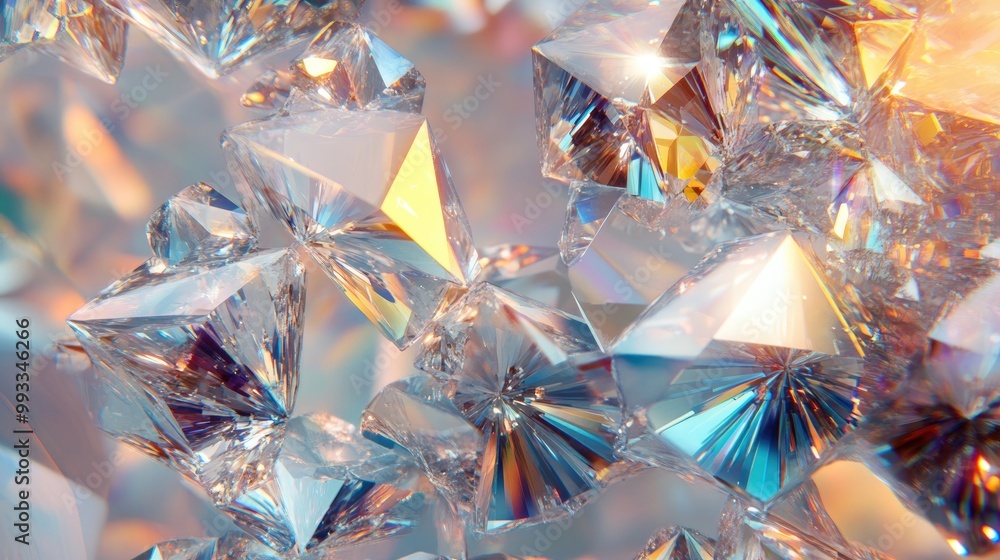 Poster close up texture of diamond shards set against a bright backdrop