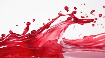 Dynamic splash of a red liquid resembling berry jam or juice with a clear cut out design