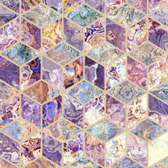 Abstract Marble mosaic tiles texture. Cubes mosaic tiles. Fractal digital Art Background. High Resolution. Can be used for background or wallpaper
