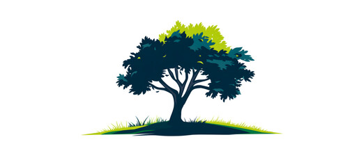 Tree with white background ,2D Vector Illustration Generated by AI