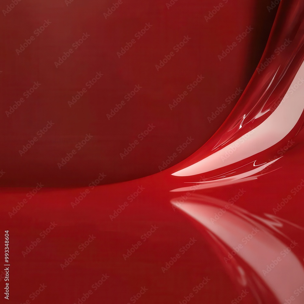 Poster Abstract Red Shiny Surface with Curved Lines -  Background Texture.