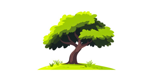 Tree with white background ,2D Vector Illustration Generated by AI